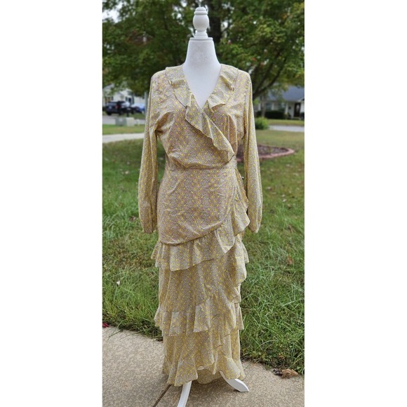 Cynthia Rowley Daisy Wrapped Tier Maxi Dress Cottagecore Womens Size XL MSRP$474 - Picture 2 of 12